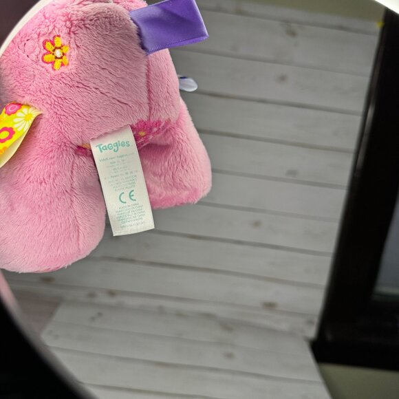 Taggies Pink Elephant Ribbon Tags Rattle Plush Stuffed Animal - Picture 7 of 9